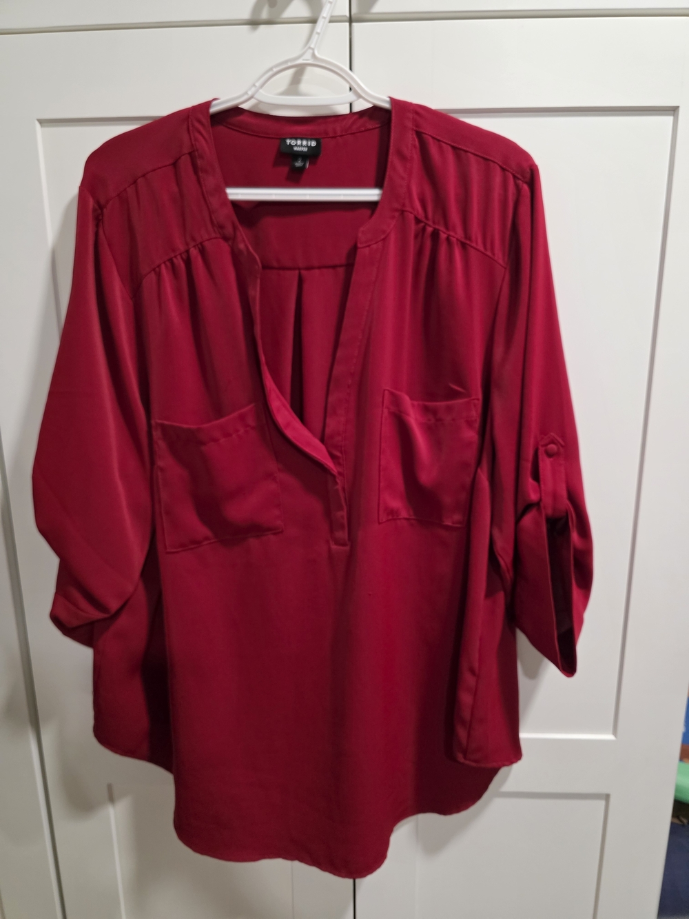 Torrid Women's Red Split-Neck Blouse